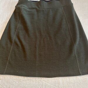 Ibex Olive Green Merino Wool Zip Pocket Pull On Skirt Medium